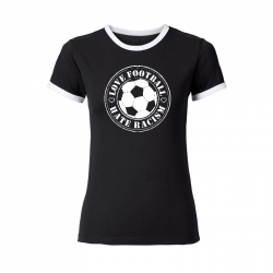 Love Football - Hate Racism - tailliertes Contrast-Shirt tailliert schwarz/weiß 