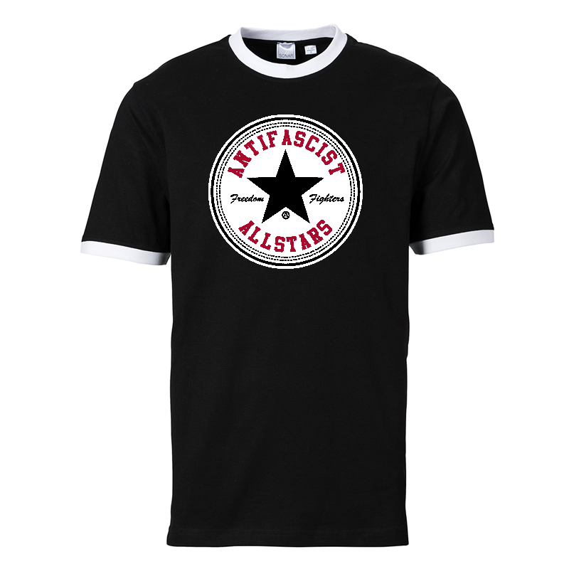 Antifascist Allstars - Black Star -  Contrast-Shirt schwarz/weiß