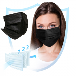 Medical Face Mask Typ II (Pack of 50) - black - Virshields®, VS002