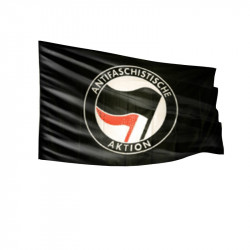 Schwarz/Rot - Antifa Logo - Fahne-